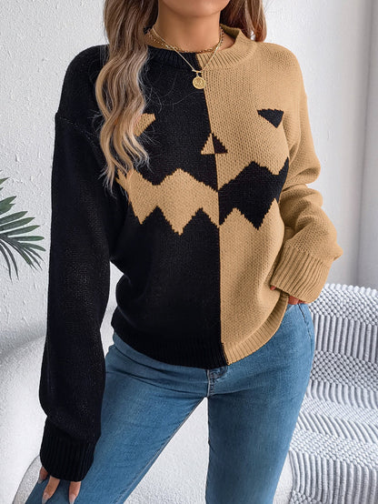 Arvid – Contrast Pullover Sweater for Women's Halloween