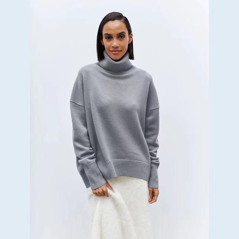 Bjørgulf - Women's Loose Sweater with Turtleneck for Winter