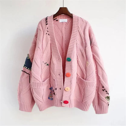 Vigdis - Patchwork Sweater with Embroidery