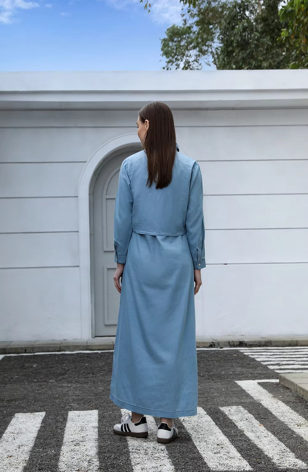 Mia - Lightweight Denim Wrap Blouse & Slip Dress