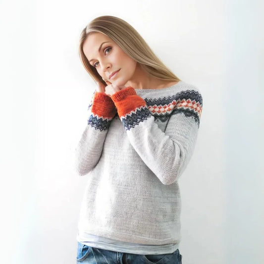 Sigrun – Long Sleeve Sweater with Winter Pattern