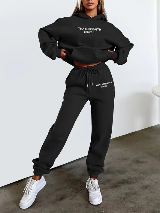Daromira - Hoodie and Jogger Pants Set with Print