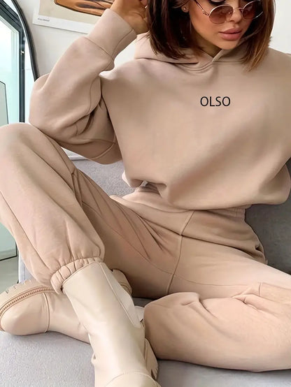 Gniewosława - Casual Two-Piece Set with Hoodie and Print
