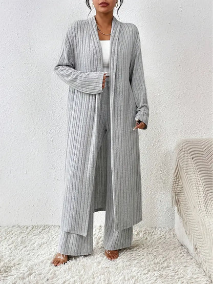 Tobiemira - Cardigan and Straight Leg Pants Set