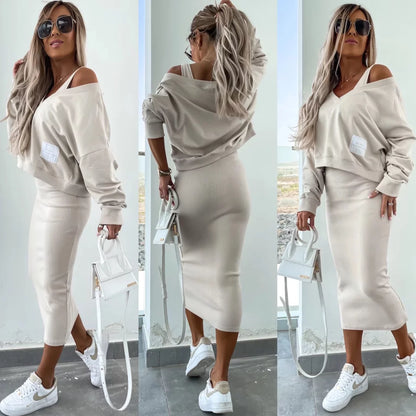 Aglaé – Bold & Elegant Midi Dress with Oversized Sweatshirt