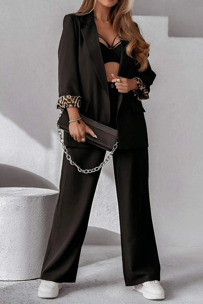 Victoire - Trendy Leopard Blazer and Trousers Set
