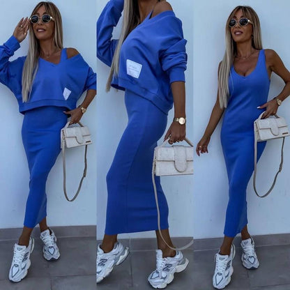 Aglaé – Bold & Elegant Midi Dress with Oversized Sweatshirt