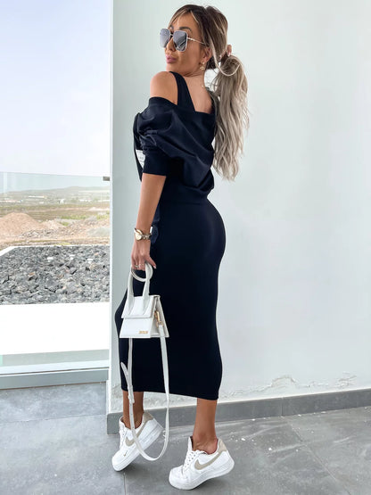 Aglaé – Bold & Elegant Midi Dress with Oversized Sweatshirt