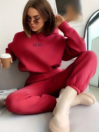 Gniewosława - Casual Two-Piece Set with Hoodie and Print
