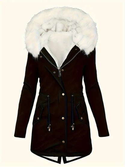 Åshild - Fuzzy Trim Hooded Parka Coat