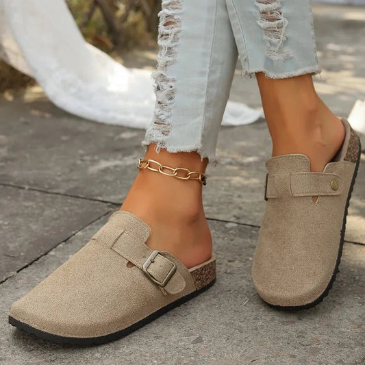 HANSJE - CLASSIC SUEDE SANDALS WITH ROUND TOE