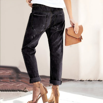 NIKKI - CLASSIC DISTRESSED DENIM PANTS