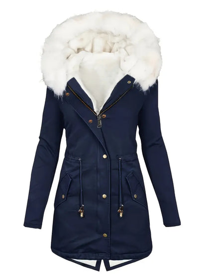 Åshild - Fuzzy Trim Hooded Parka Coat