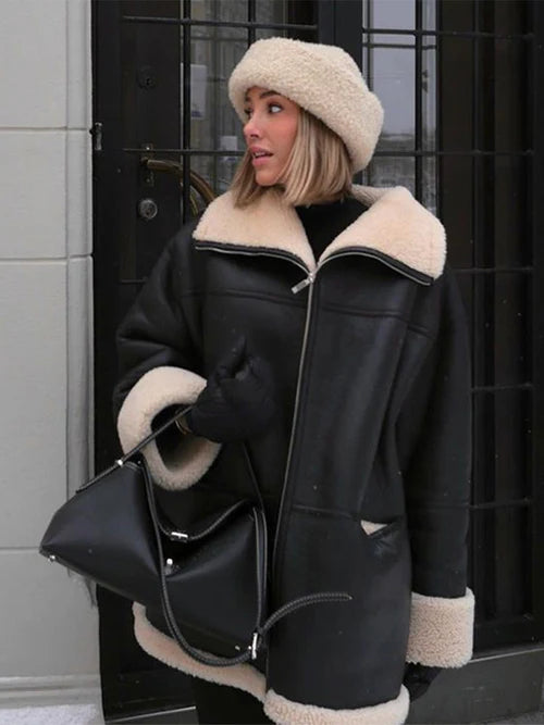 Elly - Cosy fur Leather jacket