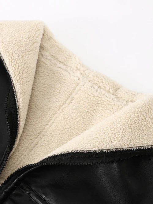 Elly - Cosy fur Leather jacket