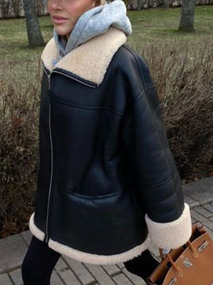 Elly - Cosy fur Leather jacket
