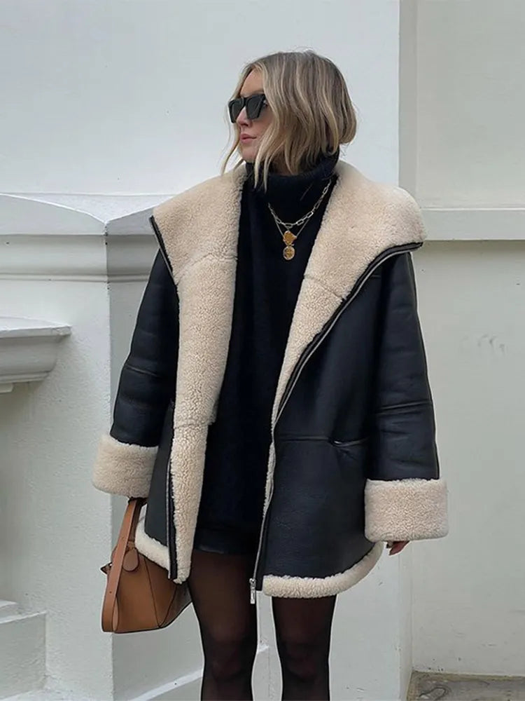 Elly - Cosy fur Leather jacket