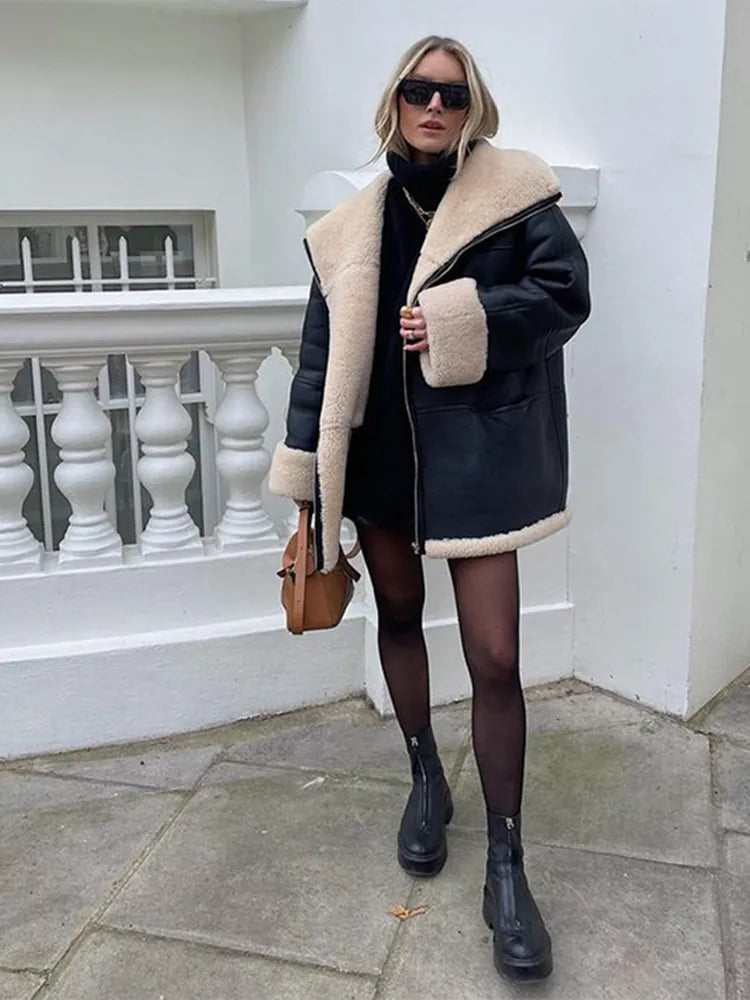 Elly - Cosy fur Leather jacket