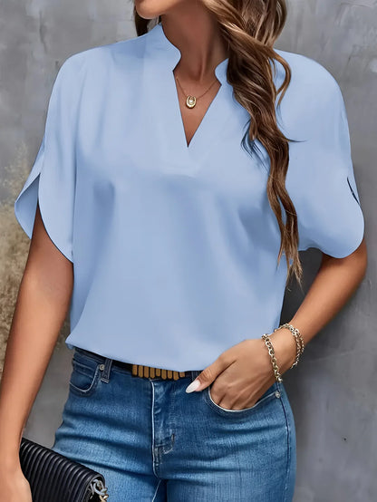 LIEKE - ELEGANT BLOUSE WITH NOTCH NECK