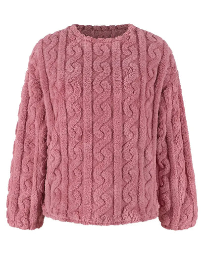 Strzeżymira - Fuzzy Casual Set with Sweater and Pants