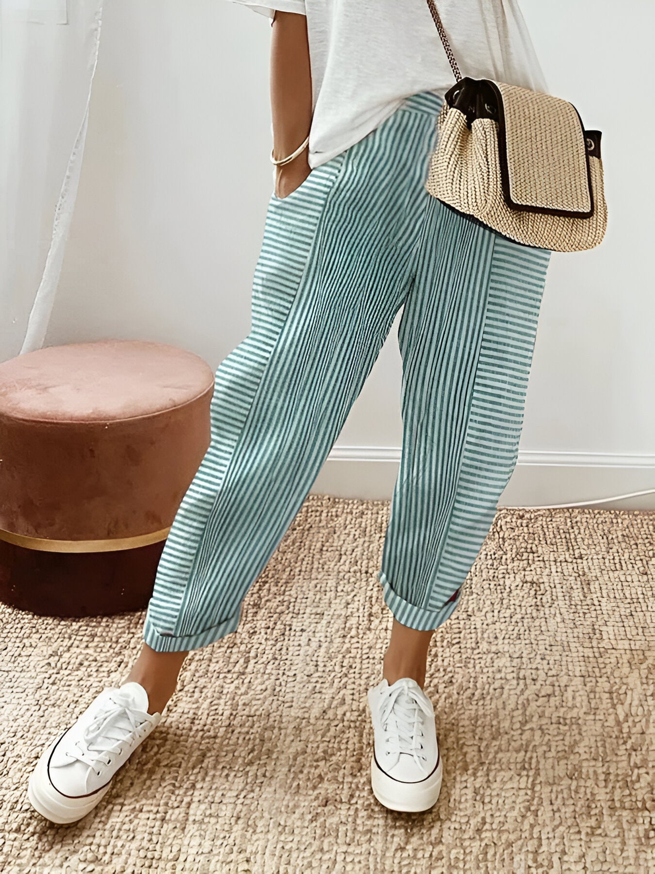 YARA - STRIPED COTTON PANTS FOR AN EFFORTLESS STYLE