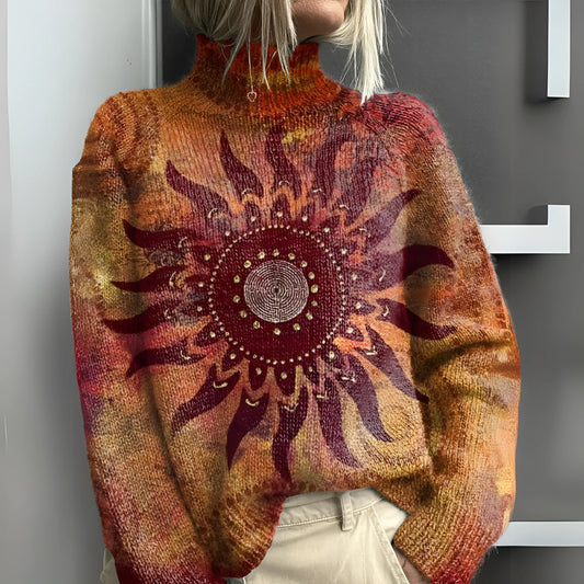 Eline - Warm knit turtleneck with tribal sun