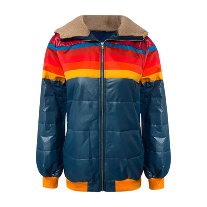 Leana – Sporty Striped Puffer Hoodie
